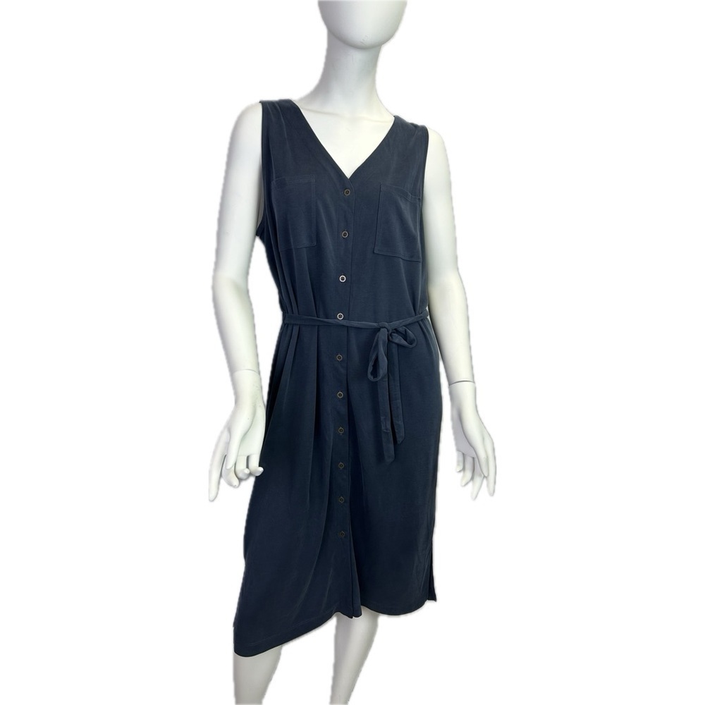 NWT Tahari Sleeveless Shirt Dress Buttons and Pockets Midi Dress